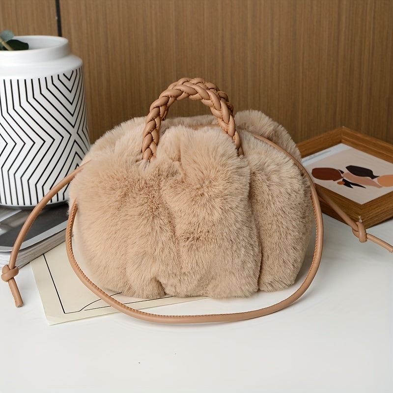 Fashionable solid color plush bag