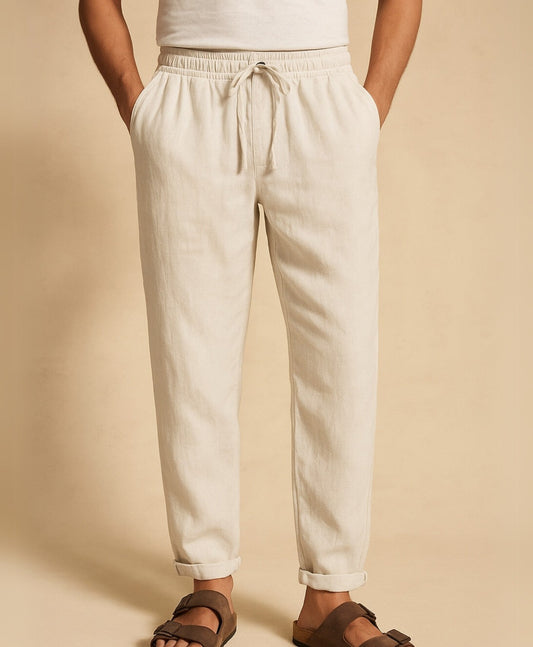 Izendoorn | Licht Beige Monaco Linnen Broek