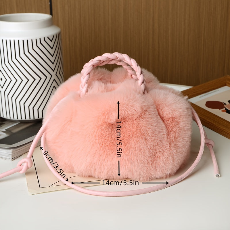 Fashionable solid color plush bag