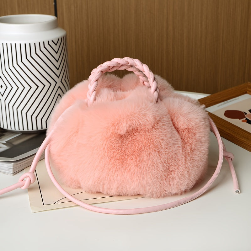 Fashionable solid color plush bag